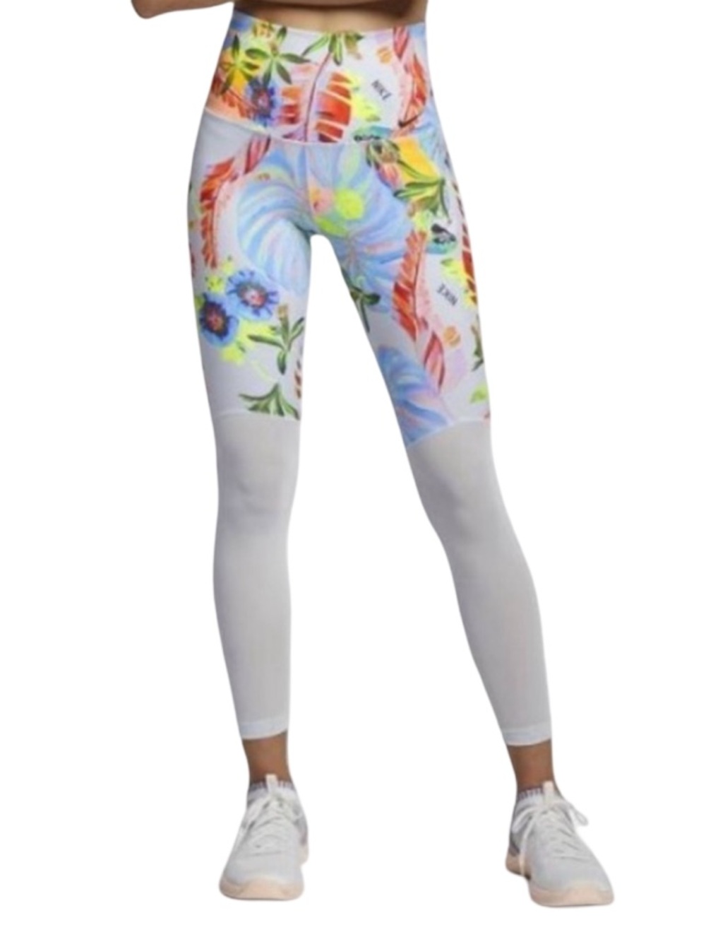 Nike Dri Fit‎ Tropical Print Leggings Small Hyper Femme Mesh Panel